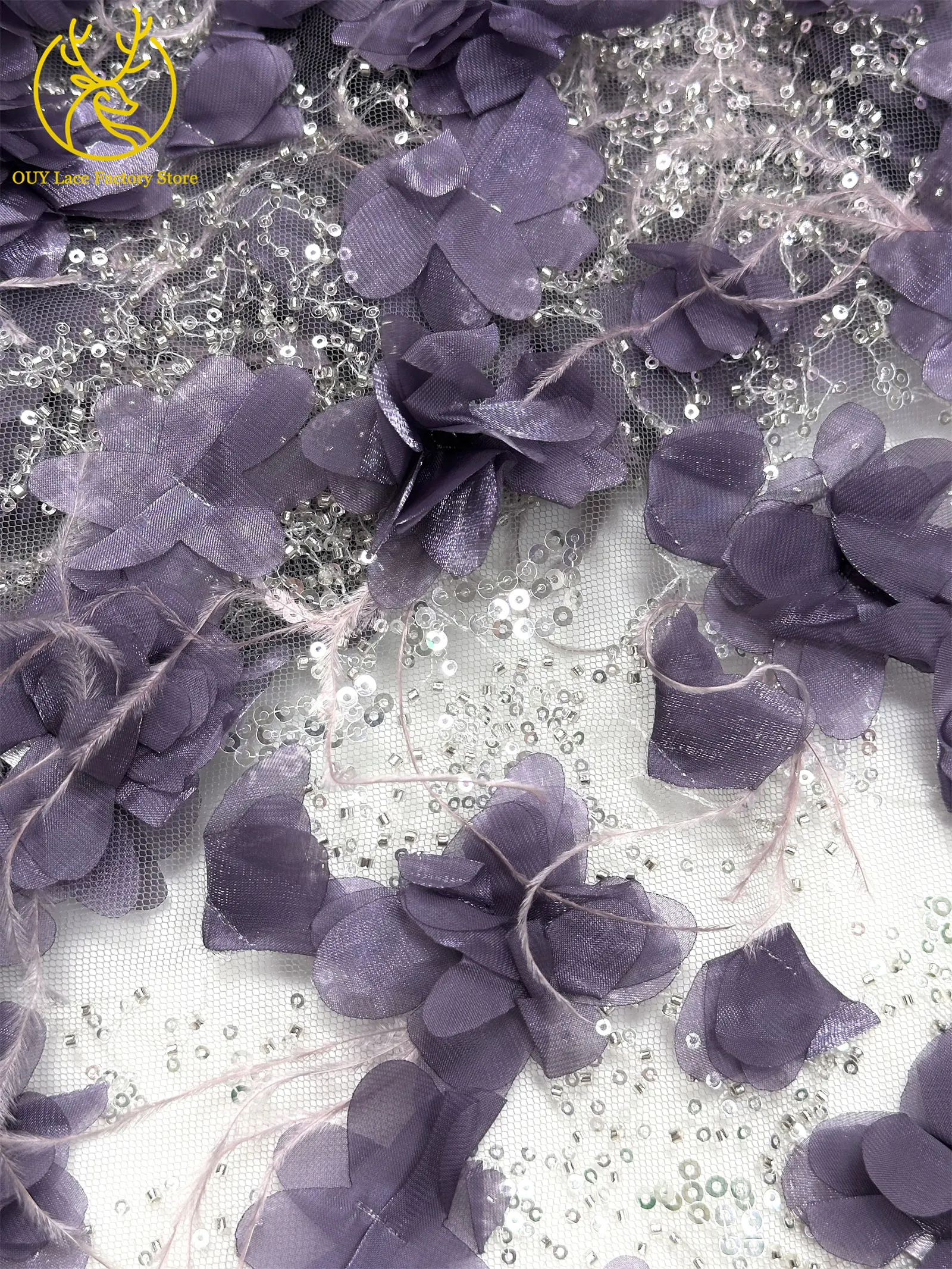 Exquisite 3D-Applikation Französische Pailletten Tüllspitze 2026 Hochwertige Perlenbesetzte Afrikanische Spitze Rotes Nigerianisches Hochzeits-Abendkleid – Detail 28