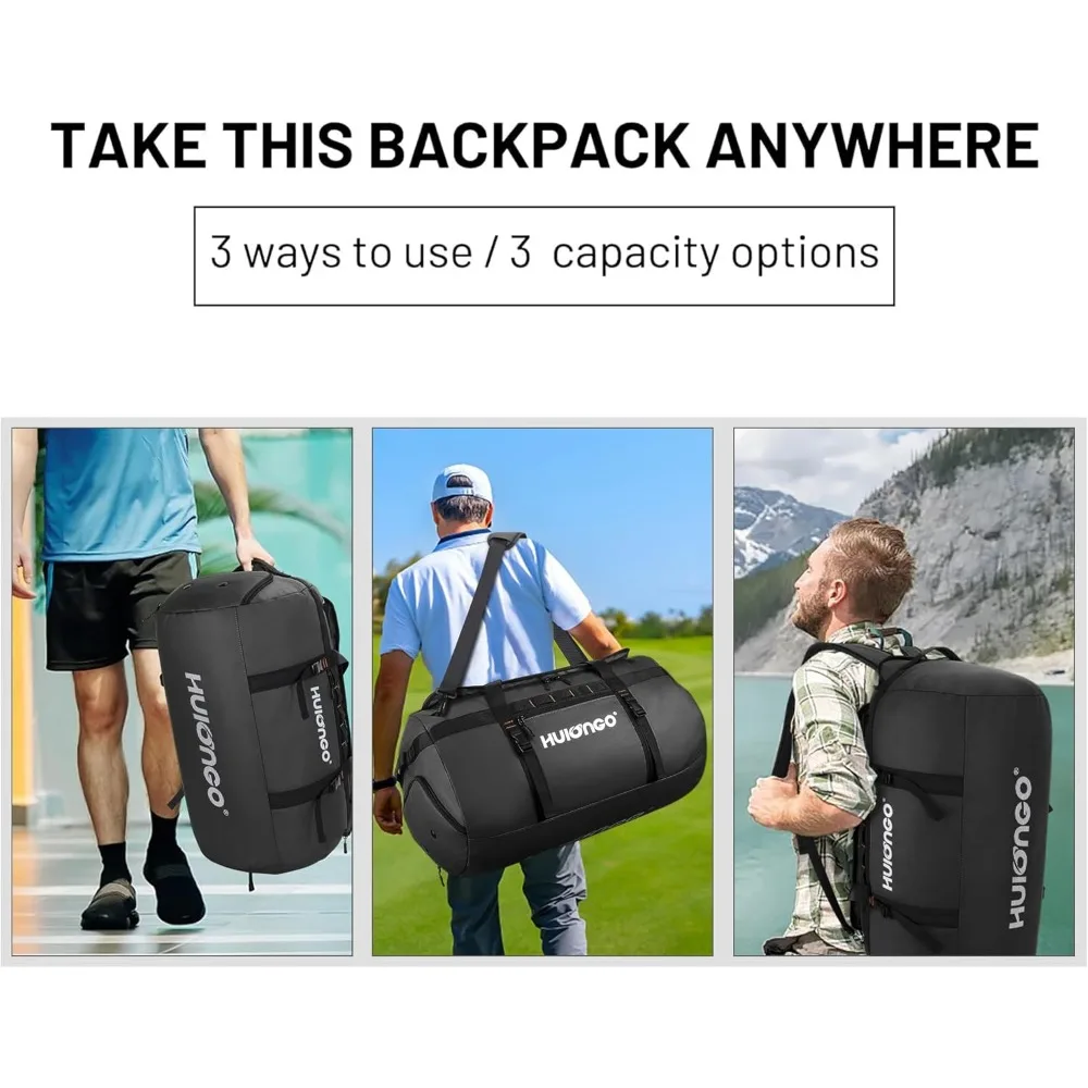 حقيبة ظهر كبيرة من القماش الخشن مقاومة للماء سعة 90 لترًا للرجال - أساسية للسفر والمغامرة الخارجية