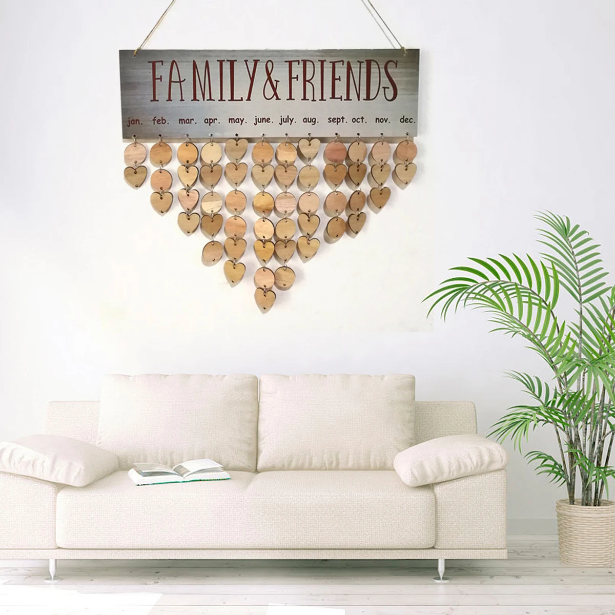 

Wooden Plaque 1 Board 25 Discs 50 Loops Birthday Calendar Family Friends Printed Wall Decor Birthday Reminder Gift