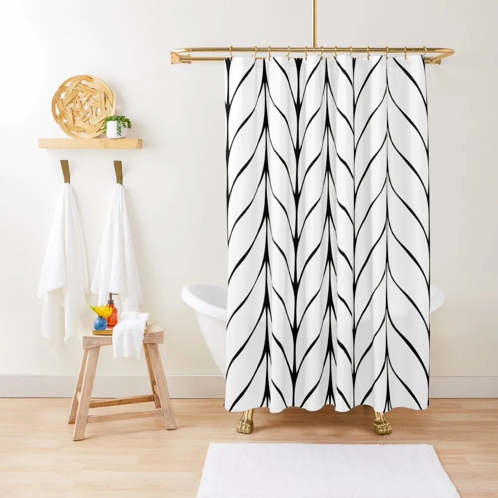 

Black and White Leaf Pattern Shower Curtain Curtains For Bathrooms With Beautiful Designs Shower Curtain For Bathroom