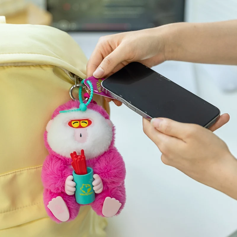 

Креативная плюшевая игрушка-подвеска в виде обезьяны, имитация мультяшного аниме, животное с белым лицом, обезьяна, милая сумка, декор, поддержка брелка NFC
