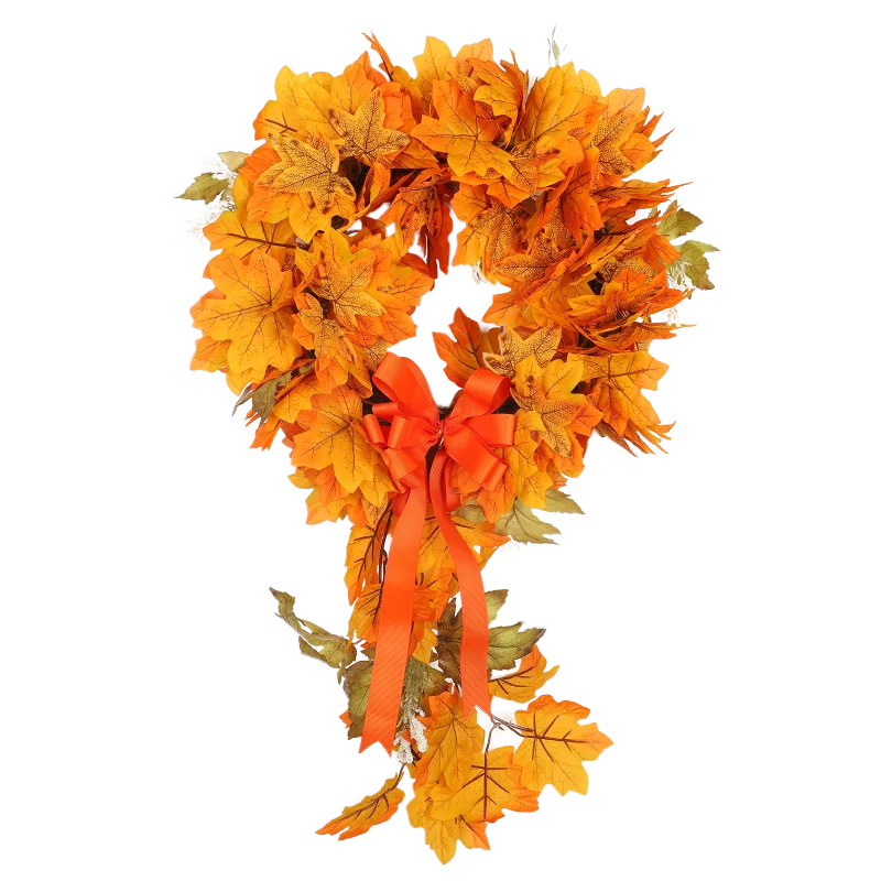 

Christmas Thanksgiving Garland Autumn Simulation Maple Leaf Wreath Door Hanging Decor Rustic Thanksgiving Day Pendant Wreath New