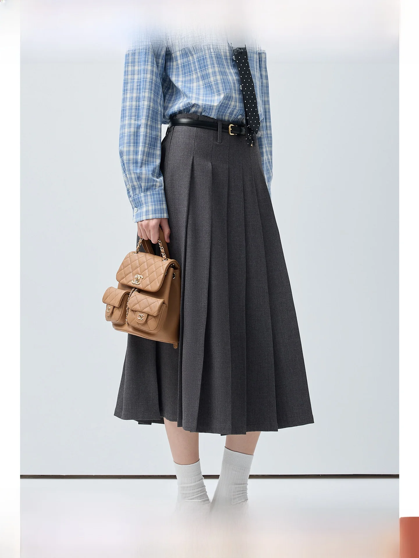 

Rui plus Size Women's High Waist Slimming Pleated Skirt Retro Versatile Midi Summer New Style for Plump Mm Long Skirt