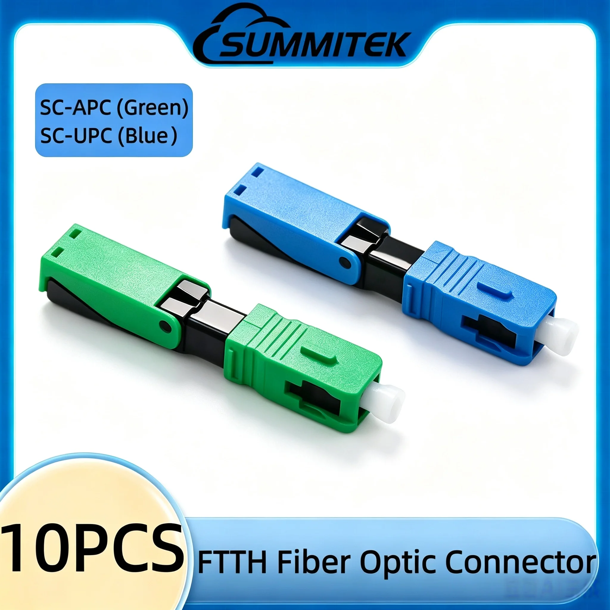SUMMITEK 10PCS Quick Connector Fiber Optic Fast Connector Embedded High Quality SC UPC/APC  Connector