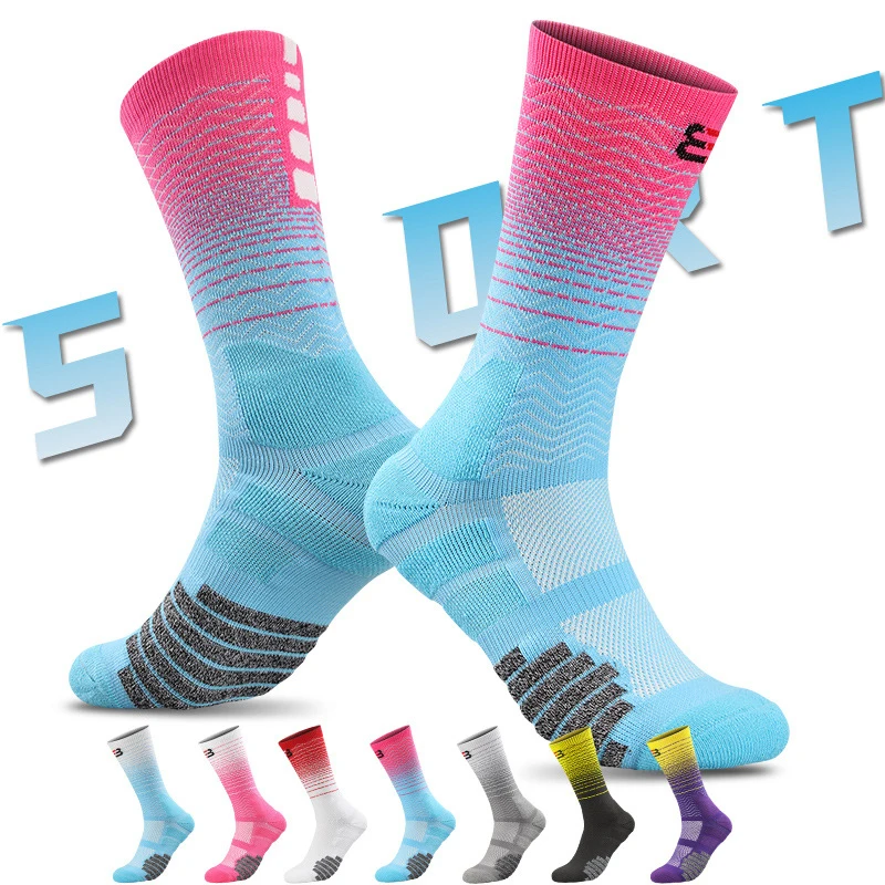 Anti-slip Football Mid-calf SocksMen Women Non-slip Soccer Basketball Tennis Sport Socks Grip Cycling Riding Socks 39-45