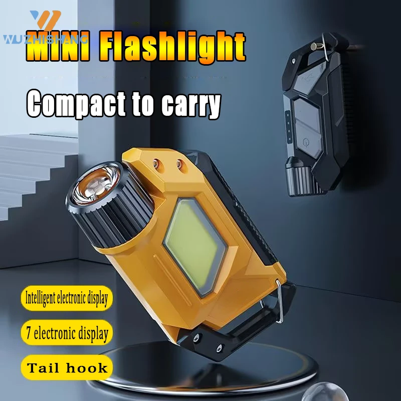 Mini LED Keychain Light Portable COB Work Light USB Rechargeable Torch With Corkscrew Waterproof Outdoor Camping Lamp Lanterns