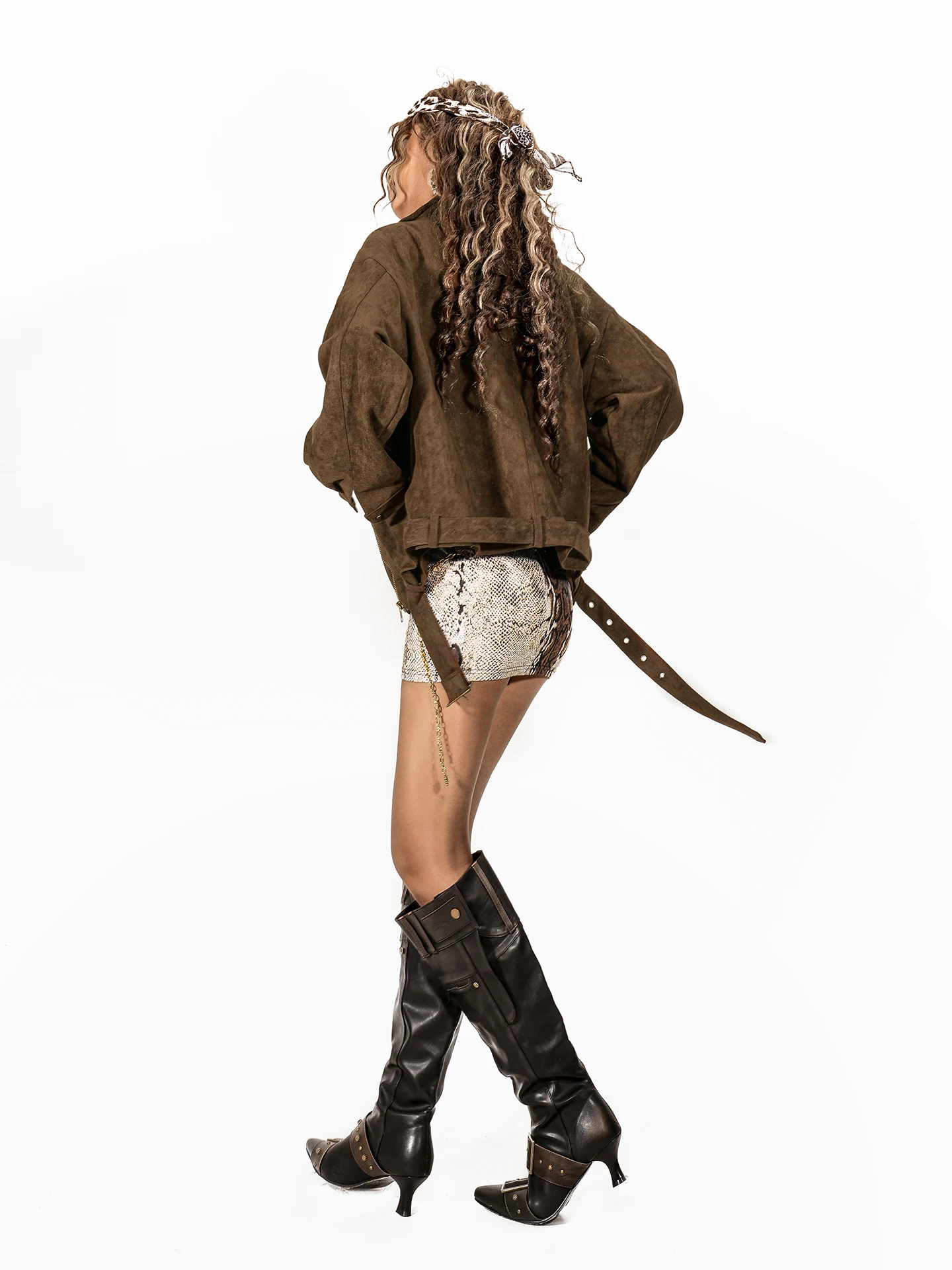 ink Women's Suede Jaet Retro American Workwear Motorcycle Sle Autumn Winter Faion Outerwear ort Coat Zipper Closure