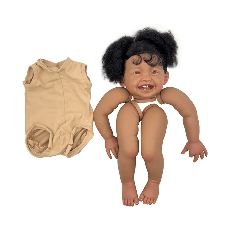 24inch Reborn Kits Mila in Dark Brown Skin with Black Hair Reborn Doll Kit DIY Painted Doll Parts Handmade Kit bebê reborn