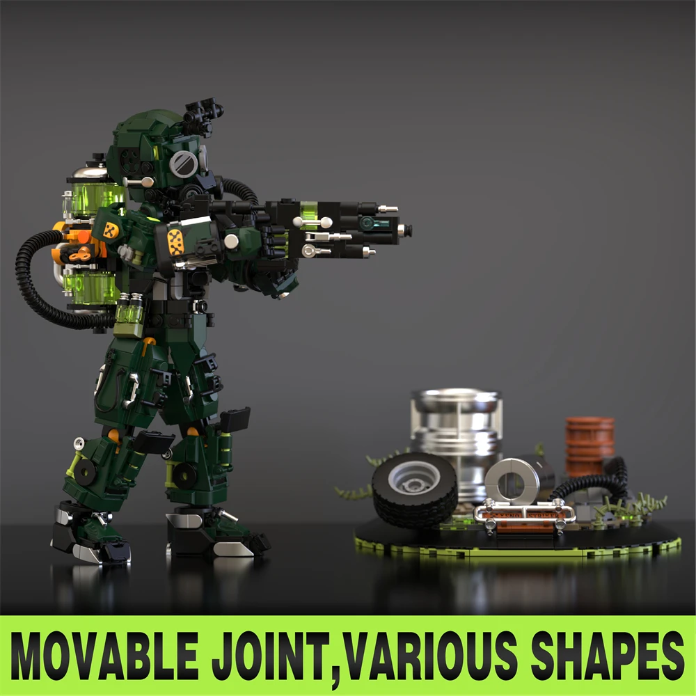 مجموعة مكعبات بناء الديكور المكتبي Xeno Strike المجمعة من ألعاب Mech Warrior هدية عيد ميلاد للأطفال