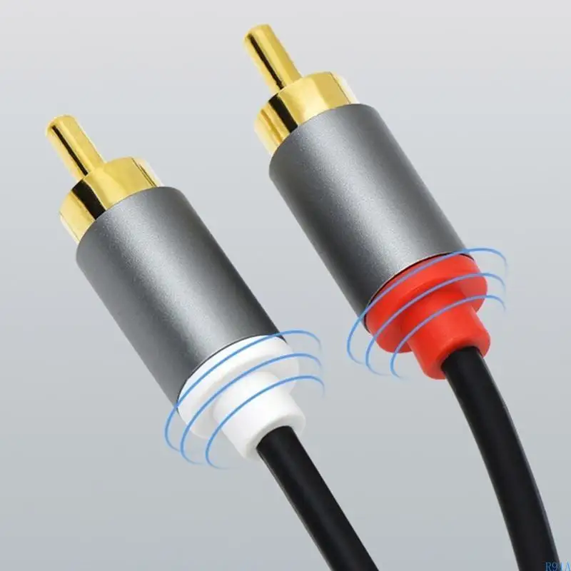 R91A 2RCA a 2RCA Cable Gold Chapado 2RCA Macho a 2RCA Male Stereos Sound Cable para cine en casa juegos HDTV