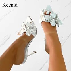 Kcenid 2023 New Fashion Flowers punta a punta tacchi alti sottili pantofole moderne sandali donna Summer Party Prom Shoes oro argento