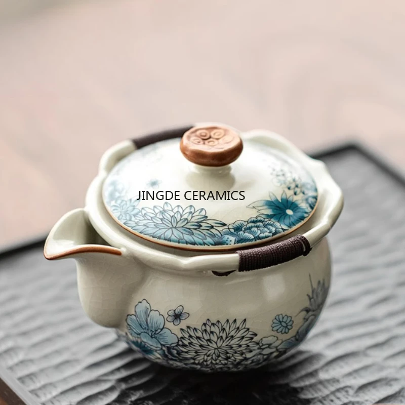 

1 шт., керамический ручной горшок, бытовой керамический миска с крышкой, дорожный чайник, домашний чайный сервиз кунг-фу с крышкой, аксессуары для чайной церемонии