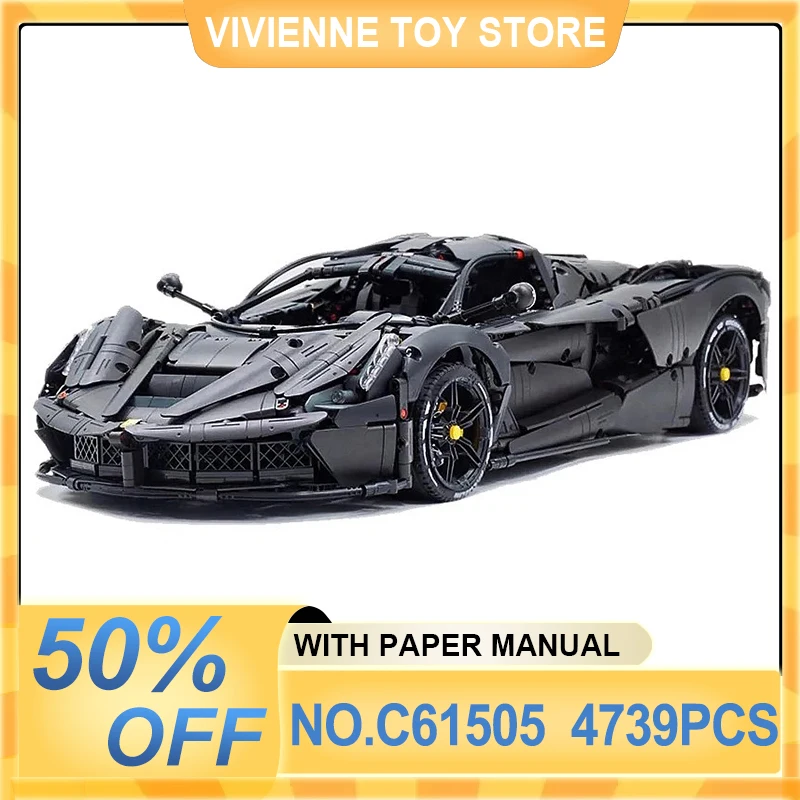 

Highly difficult MOC-C61505 Technical Black Super Sports Car Hypercar Model Building Blocks Bricks Puzzle Toy Christmas Gift Kid