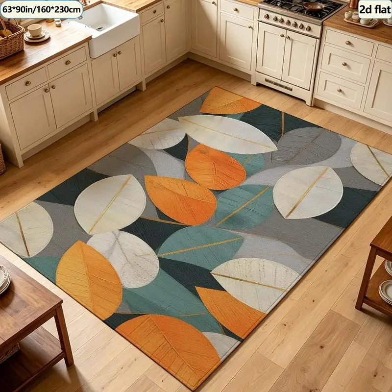 Beige Brown Patchwork Geometric Carpet Flooring Mid‑Century Modern Square Area Rug Simple Luxury Living Room Bedroom Floor Mat
