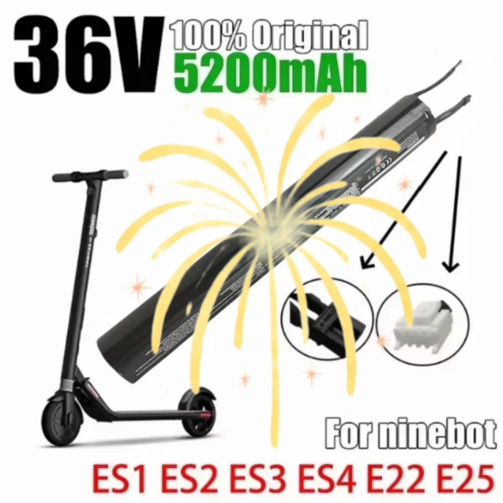 나인봇 스마트 전동 스쿠터 ES1 ES2 ES3 ES4 E22 E25용 36V 5200mAh 실제 용량 추가 배터리 팩 - 정품