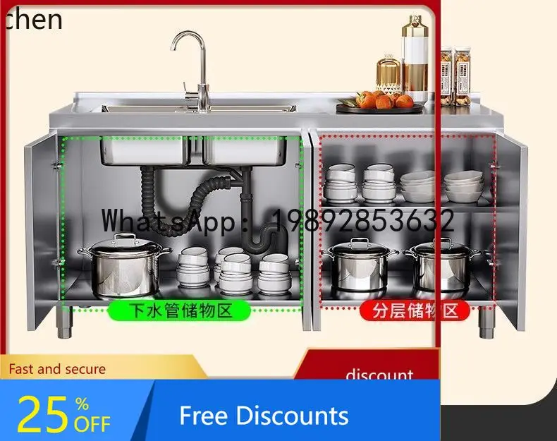 

AA Overall Stainless Steel Household Stove Kitchen Storage Bowl Cabinet for Small Apartments