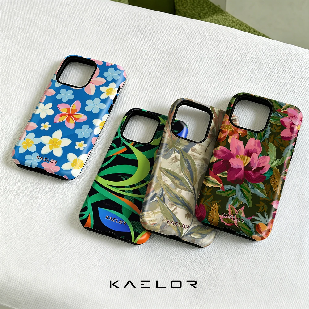 T-Tropical Floral Double Layer Hard Shell for iPhone 17 16 15 14 Plus 13 Pro Max Anti-Drop Shockproof  PC Case