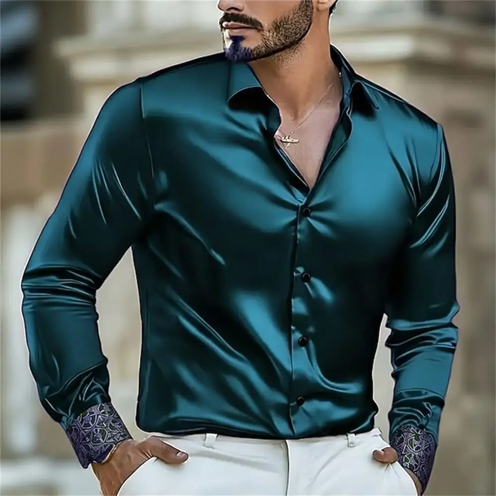 

Fashionable men's long sleeved shirt 3D printed men's casual party business shirt collar button comfortable long sleeved shirt t