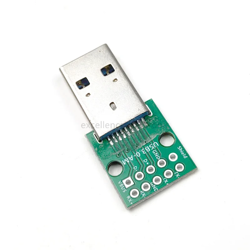 5PCS USB 3.0 Male Adapter Board DIY 2.54 Inline Soldered 9-pin Male Interface 3.0 High-speed Transmission