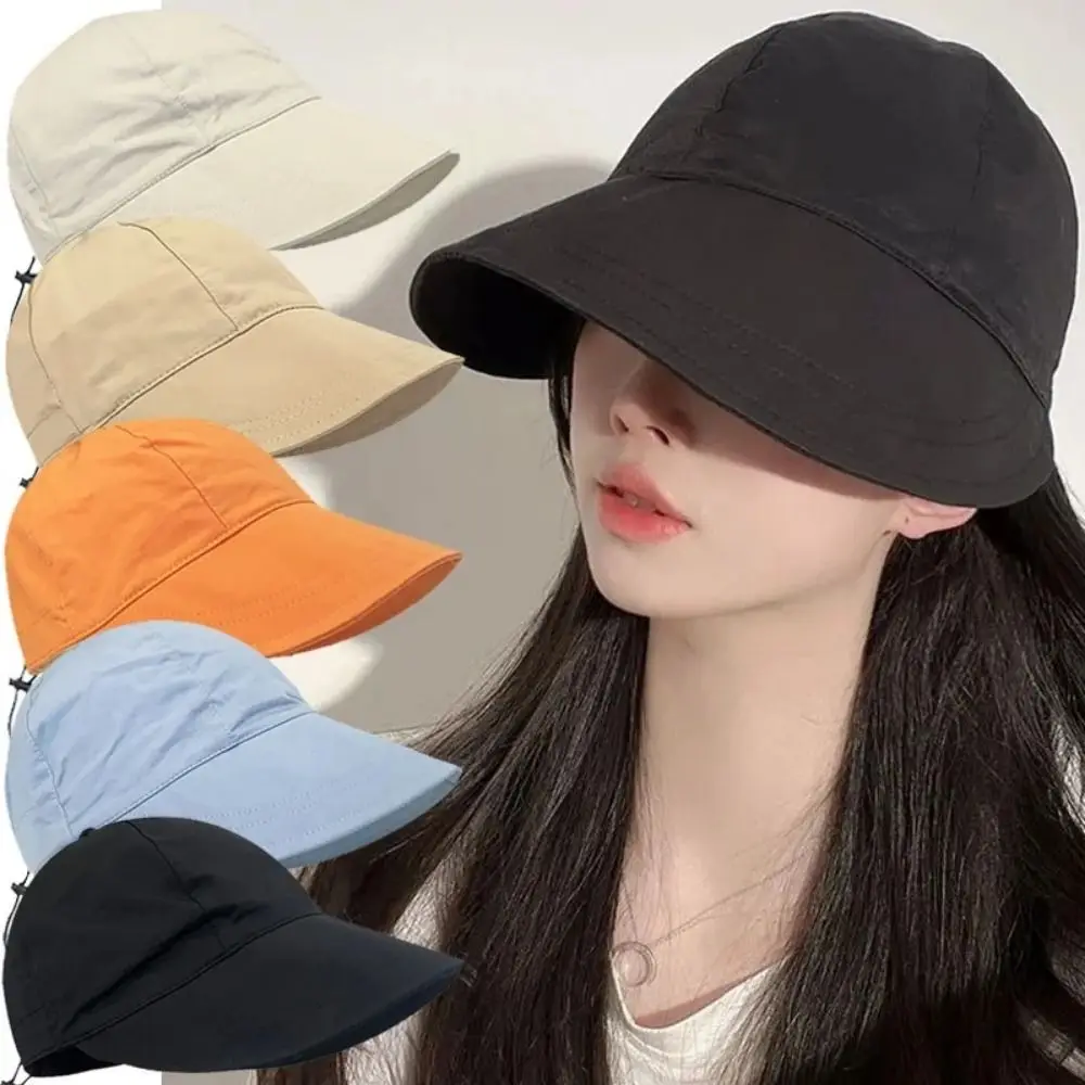 

Sunscreen Sun Protection Cap UV Protection Solid Color Fisherman Sunshade Hat Breathable Large Foldable Wide Brim Sun Hat