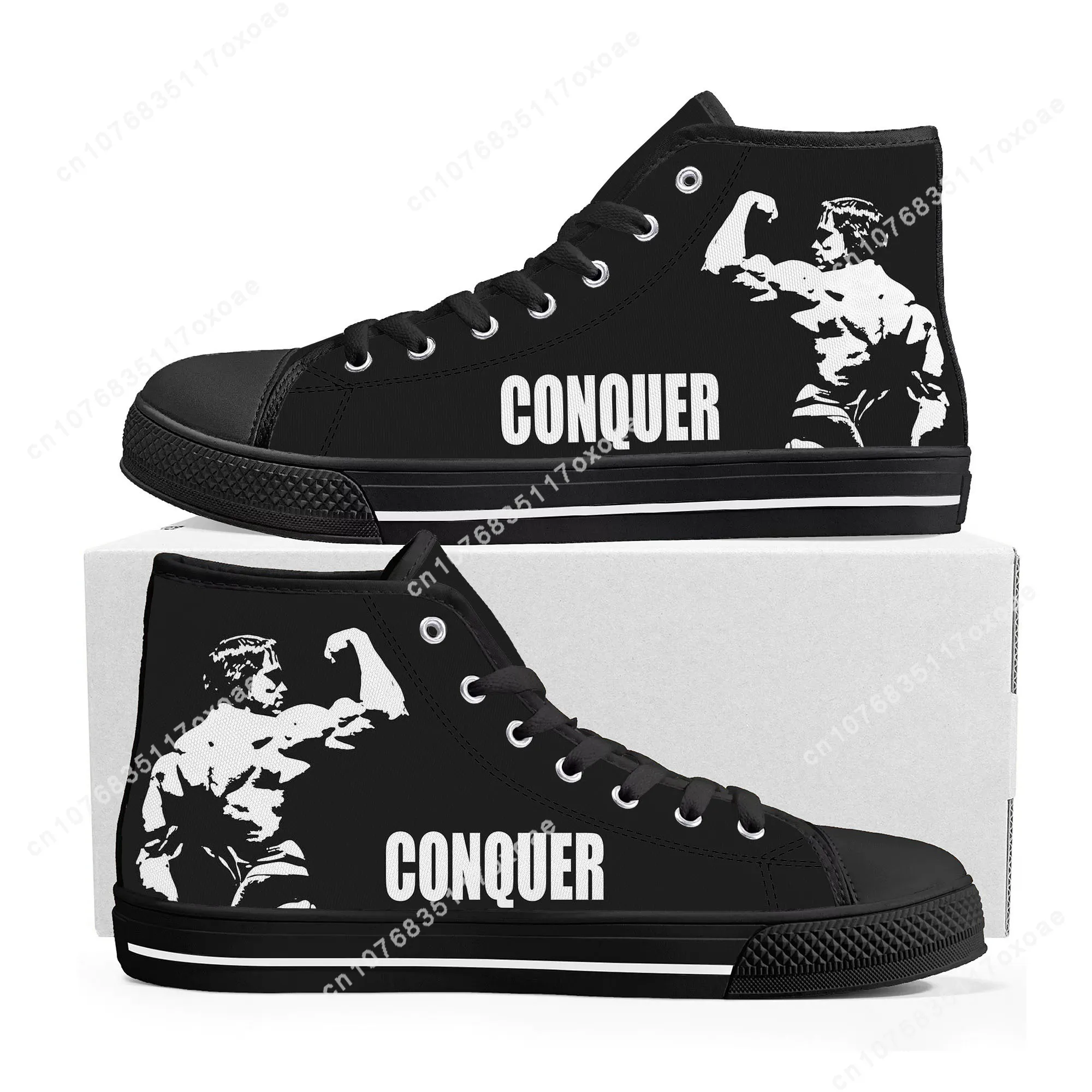 Arnold Schwarzenegger Bodybuilder High Top Sneakers Mens Womens Teenager High Quality Canvas Sneaker Casual Shoe Customize Shoes