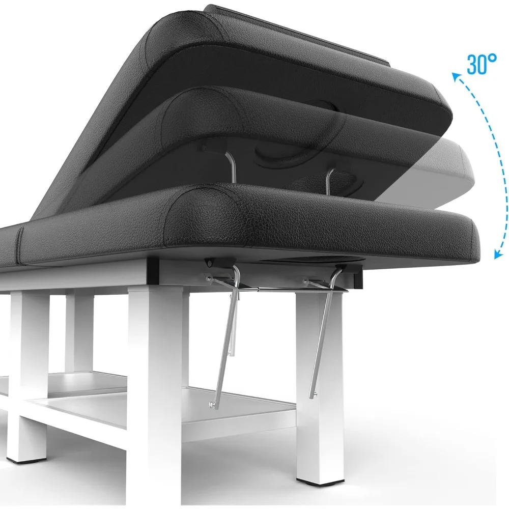 Pouseayar Ampla Mesa De Massagem Estacionária, Metal Frame, Mesa De Tratamento, Mesa De Fisioterapia, Spa Cama Facial, Couro PU