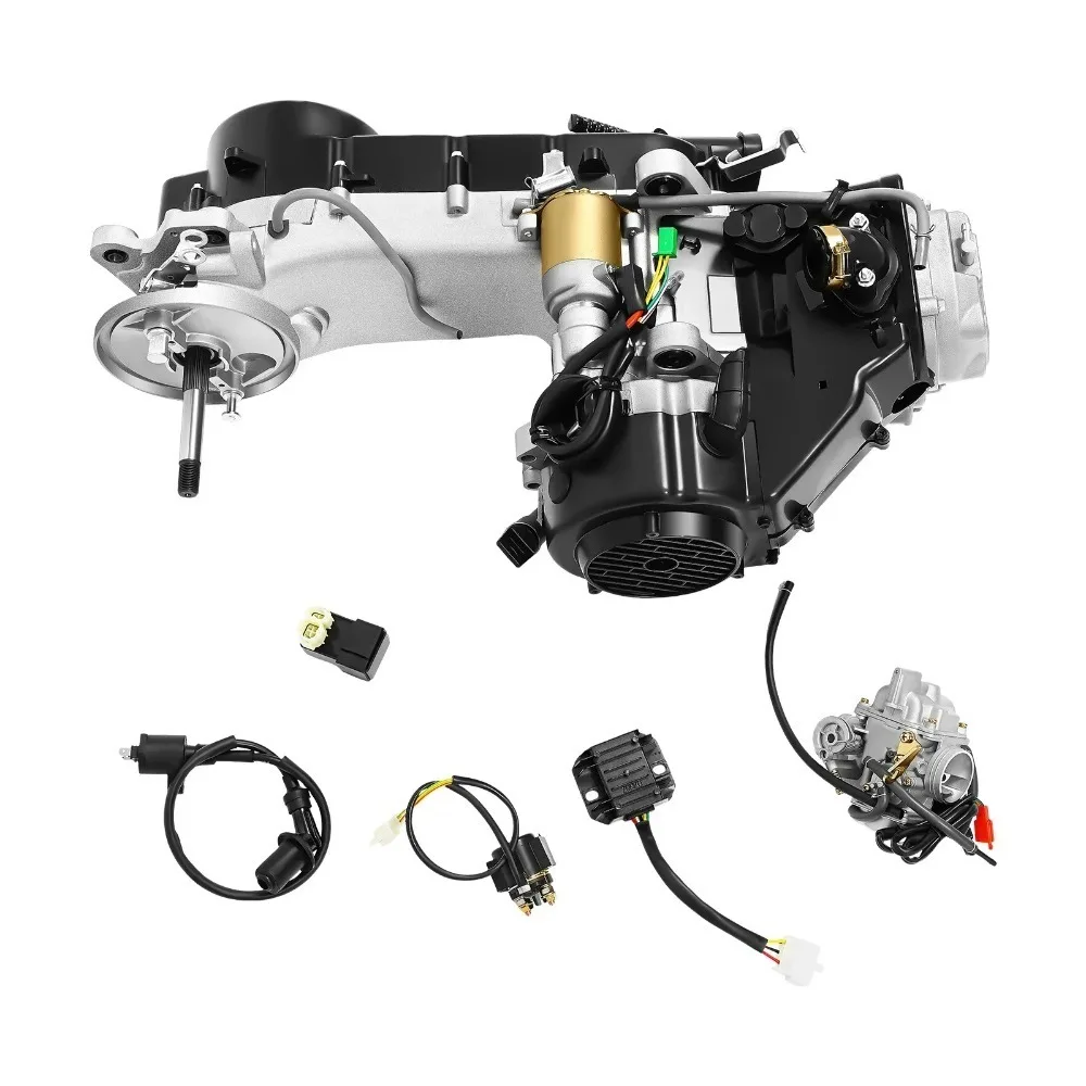

Двигатель 150CC GY6, полный комплект двигателя для скутера с длинным корпусом, 4-тактный одноцилиндровый двигатель для картинга с CVT и автоматическим карбюратором