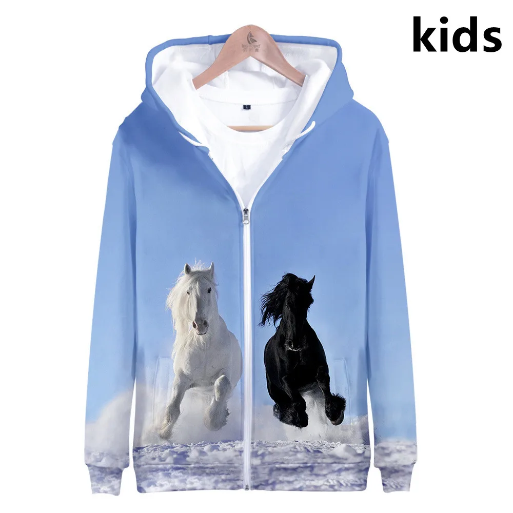 2 Tot 14 Jaar Kids Hoodies Dier Dinosaurus Paard 3d Print Hoodie Sweatshirt Jongens Meisjes Harajuku Jas Jas Kinderen Kleding A0