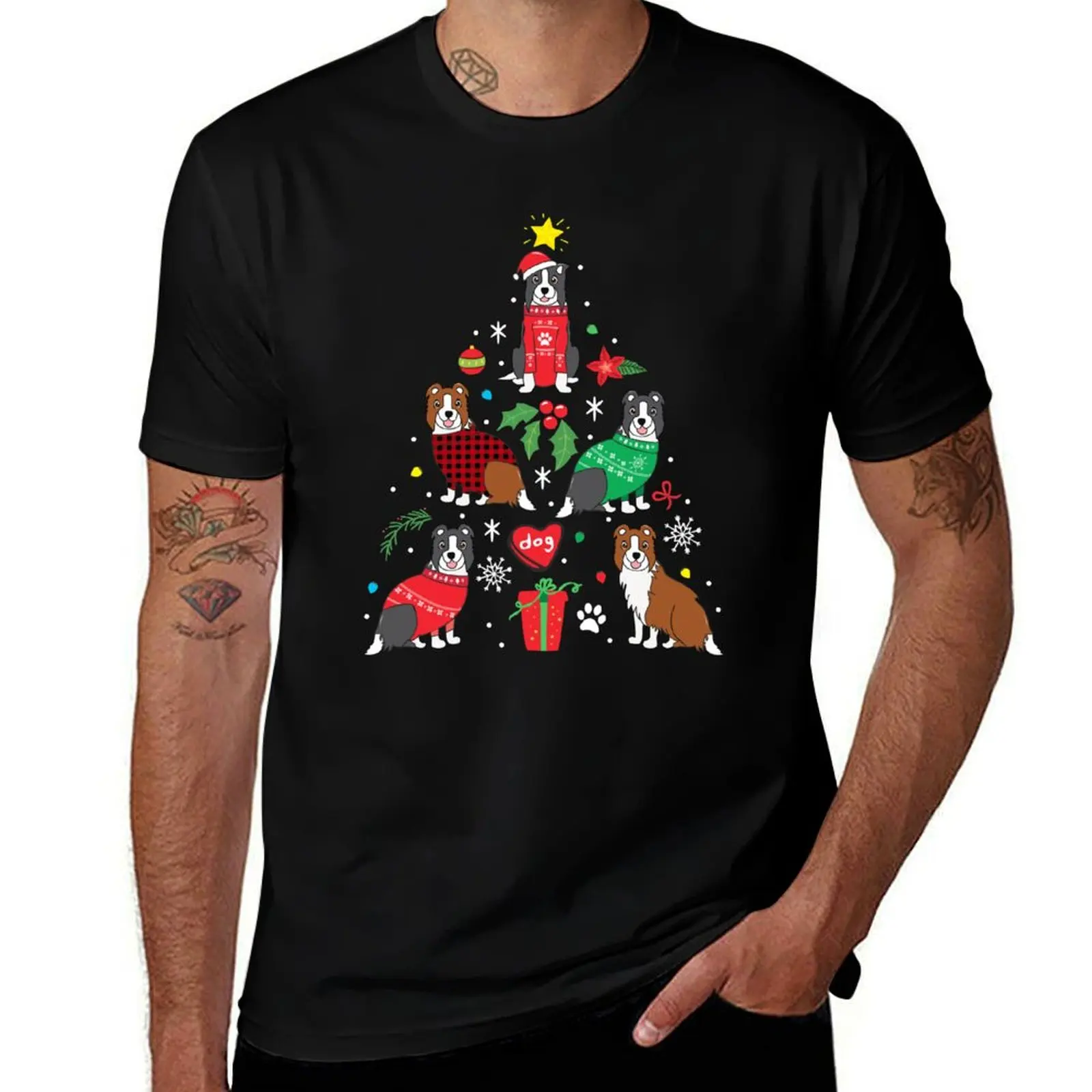 

Border Collie Christmas Ornament Tree T-Shirt Louboutins animal prinfor boys blacks sublime black t-shirts for men