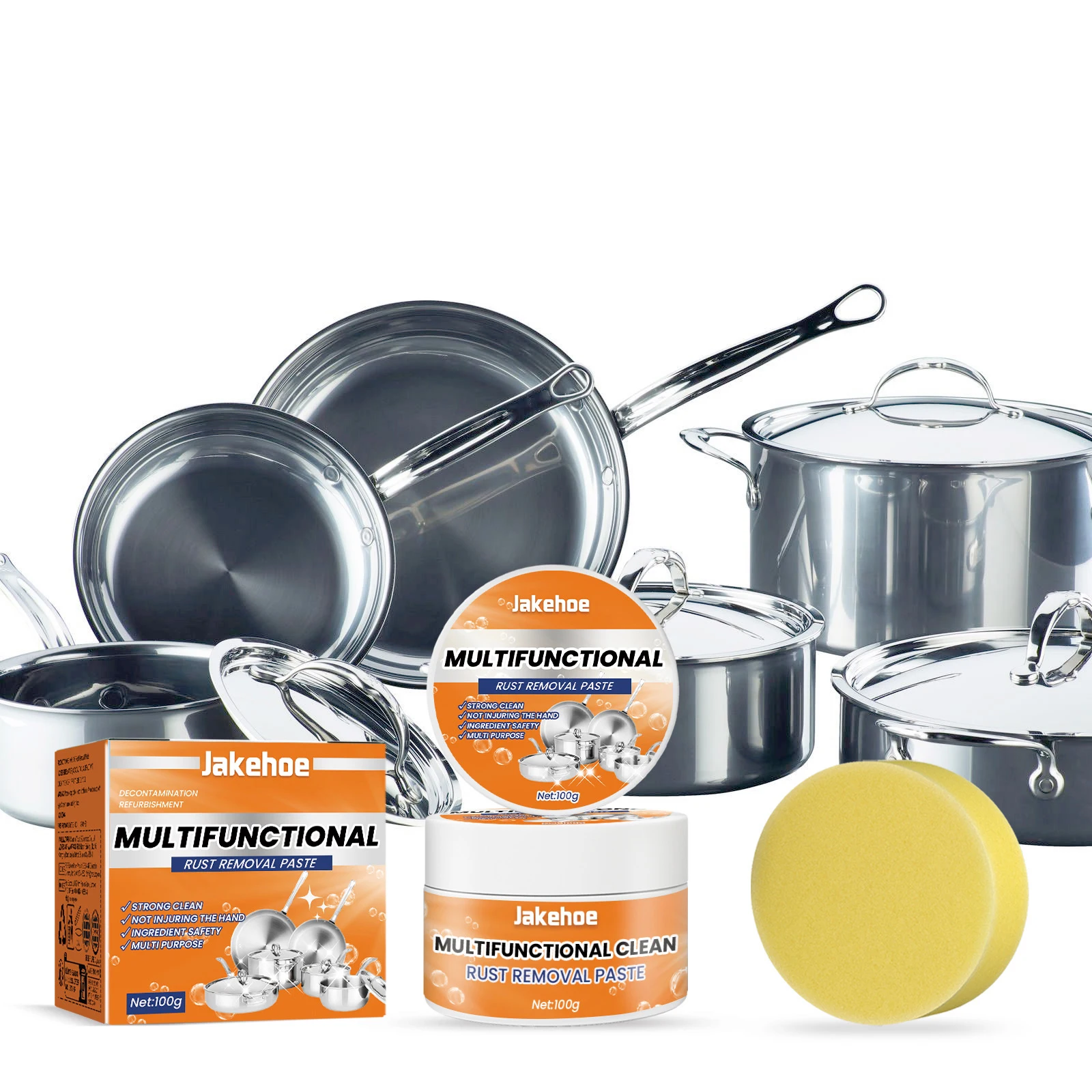 Stainless Steel Cleaning Paste-For Cleaning Kitchenware, Stoves and Walls, Removing Stains and Burnt -on Grease from Pot Bottoms