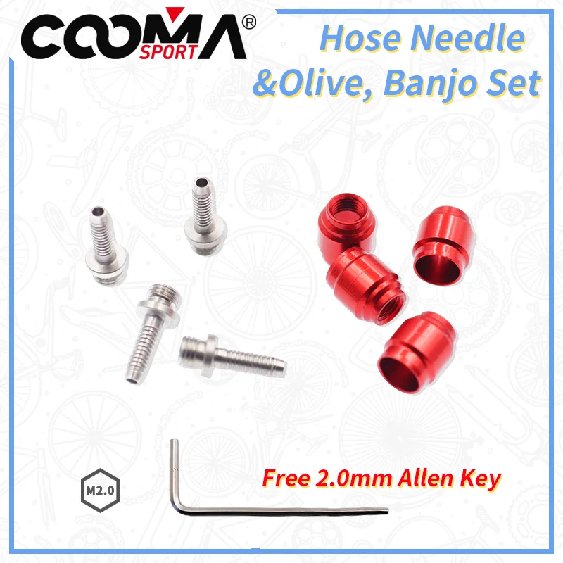 Bicycle Hydraulic Brake Hose Needle&Olive for AVID SRAM Brake Lever Caliper, Barb & Compression Fitting, M2.0 Type Red/Sliver