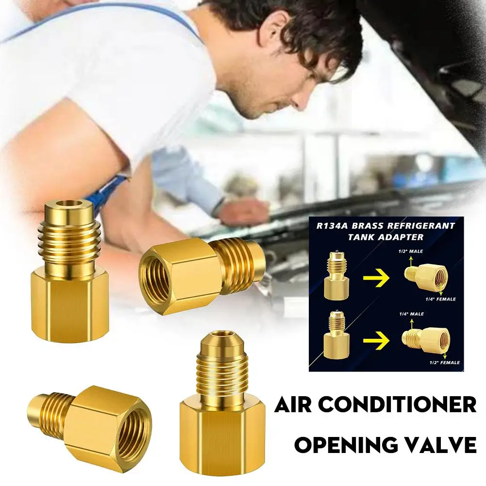 R134A Brass Refrigerant Tank Adapter To R12 Fitting Valve 1/2 To 1/4 Adaptor Female Adapter Pump Male Core Flare Vacuum And Z6U7