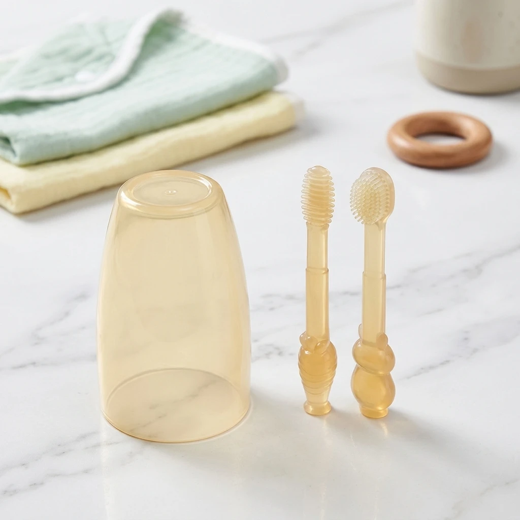 Premium Silicone Baby Oral Care Brush Tongue Cleaner Infant Training Toothbrush Set with Gentle Deciduous Teeth Cleaning Tools