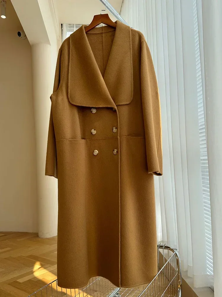 المرأة الألبكة الصوف معطف على الوجهين ، سميكة كبيرة التلبيب ، مزدوجة الصدر ، الكشمير ، المعاطف الصوفية ، الدافئة ، فضفاضة ، الإناث ، الخريف ، الشتاء ، جديد #3