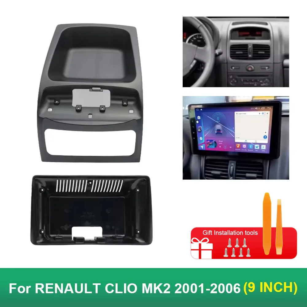 

9-дюймовый 22,86 см комплект рамки автомобильного радио для RENAULT CLIO MK2 2001-2006 авто стерео держатель центральной консоли лицевая панель лицевая панель