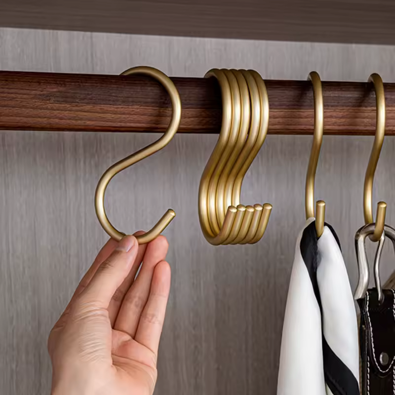 5pcs Aluminium Alloy S Shape Hooks Practical Kitchen Railing Hanger Hook Clasp Holder Hooks For Hanging Clothes Handbag Hooks