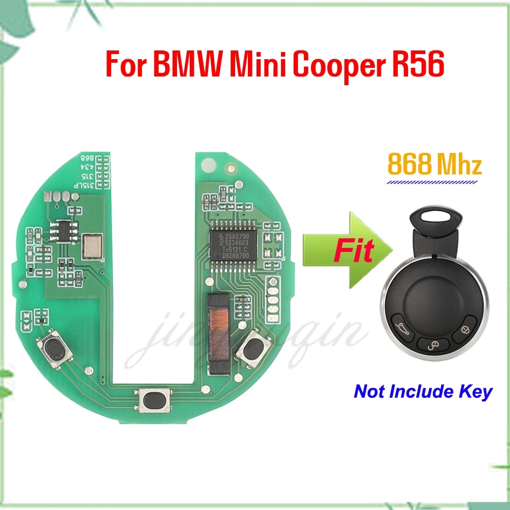 Jingyuqin Remote Circuit Board Only PCB 868Mhz For BMW Mini Cooper R56 3 Buttons Replacement Dual Chip