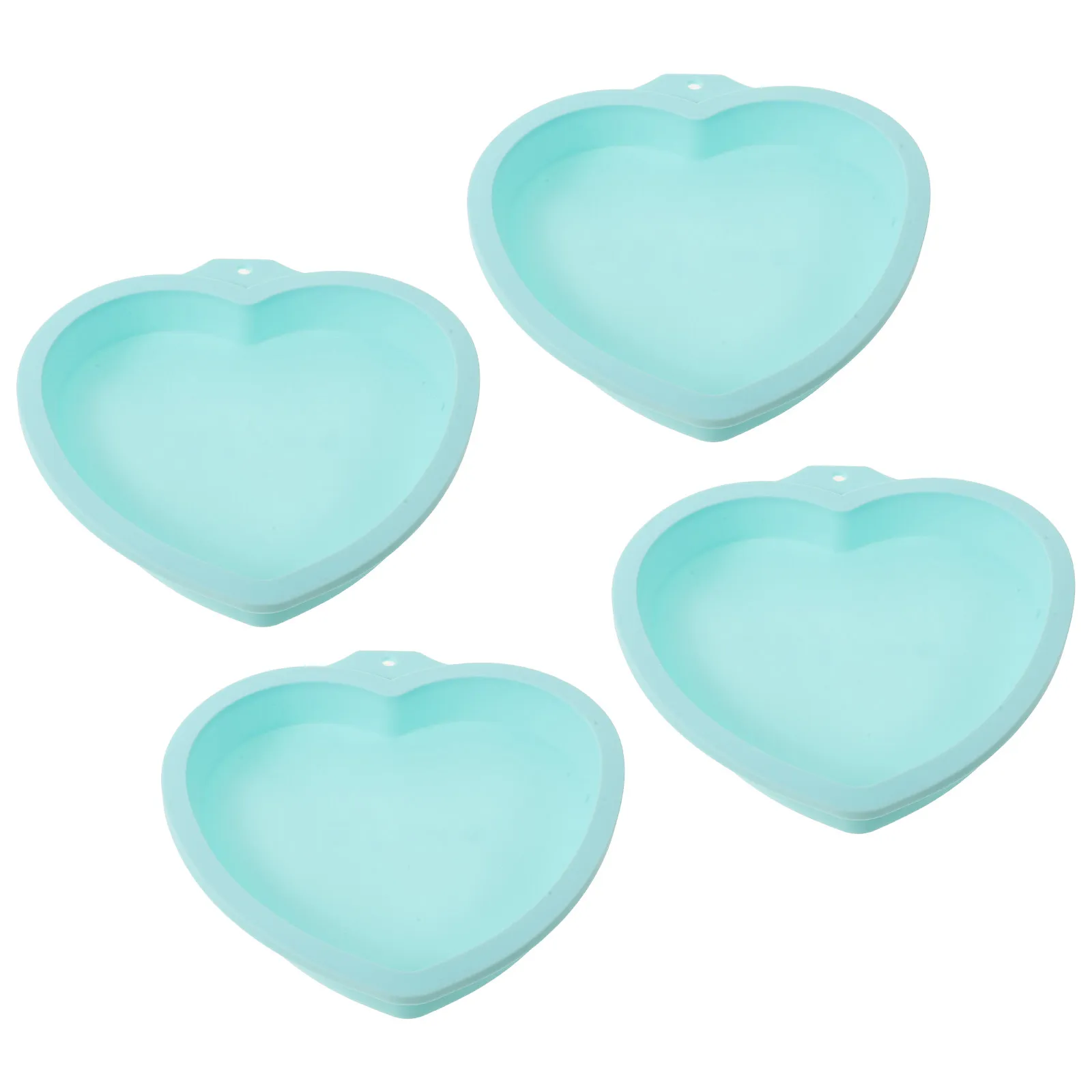 4Pcs Heart Shape Silicone Cake Baking Pans Nonstick Flexible Mold Set for Layer Cake Mousse Oven Microwave Freezer