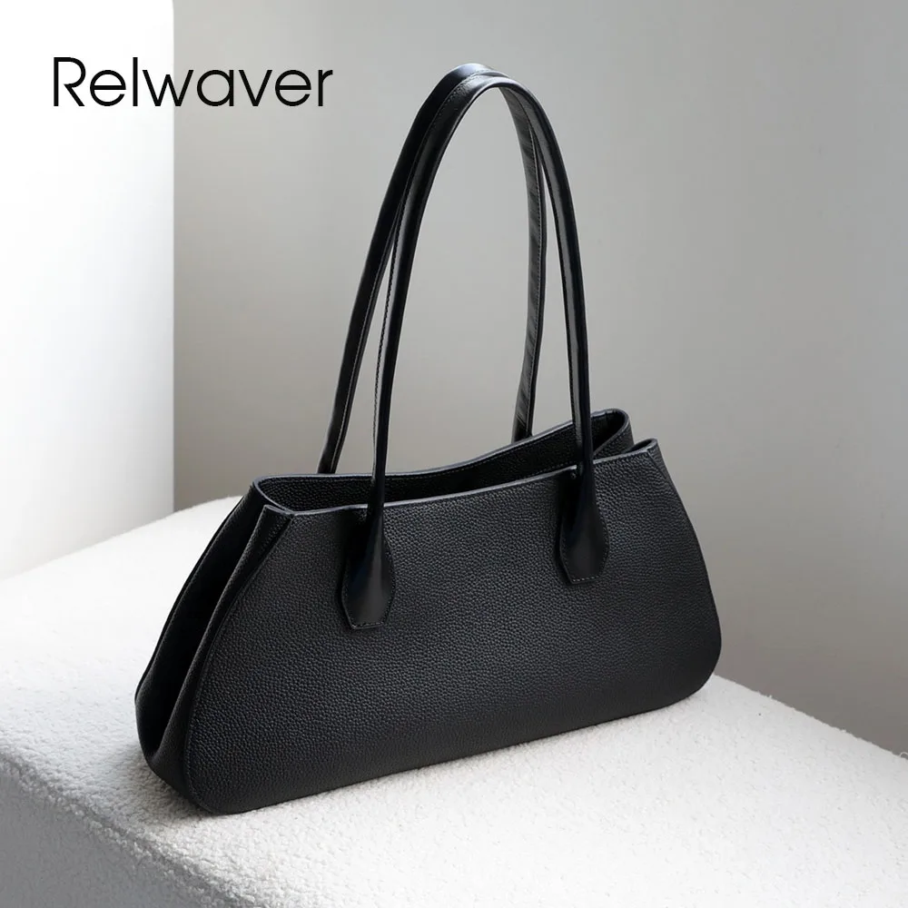 Relwaver 여성 겨드랑이 가방 천연 가죽 토트백 여성 핸드백 2026 봄 다용도 출퇴근용 여성 핸드백