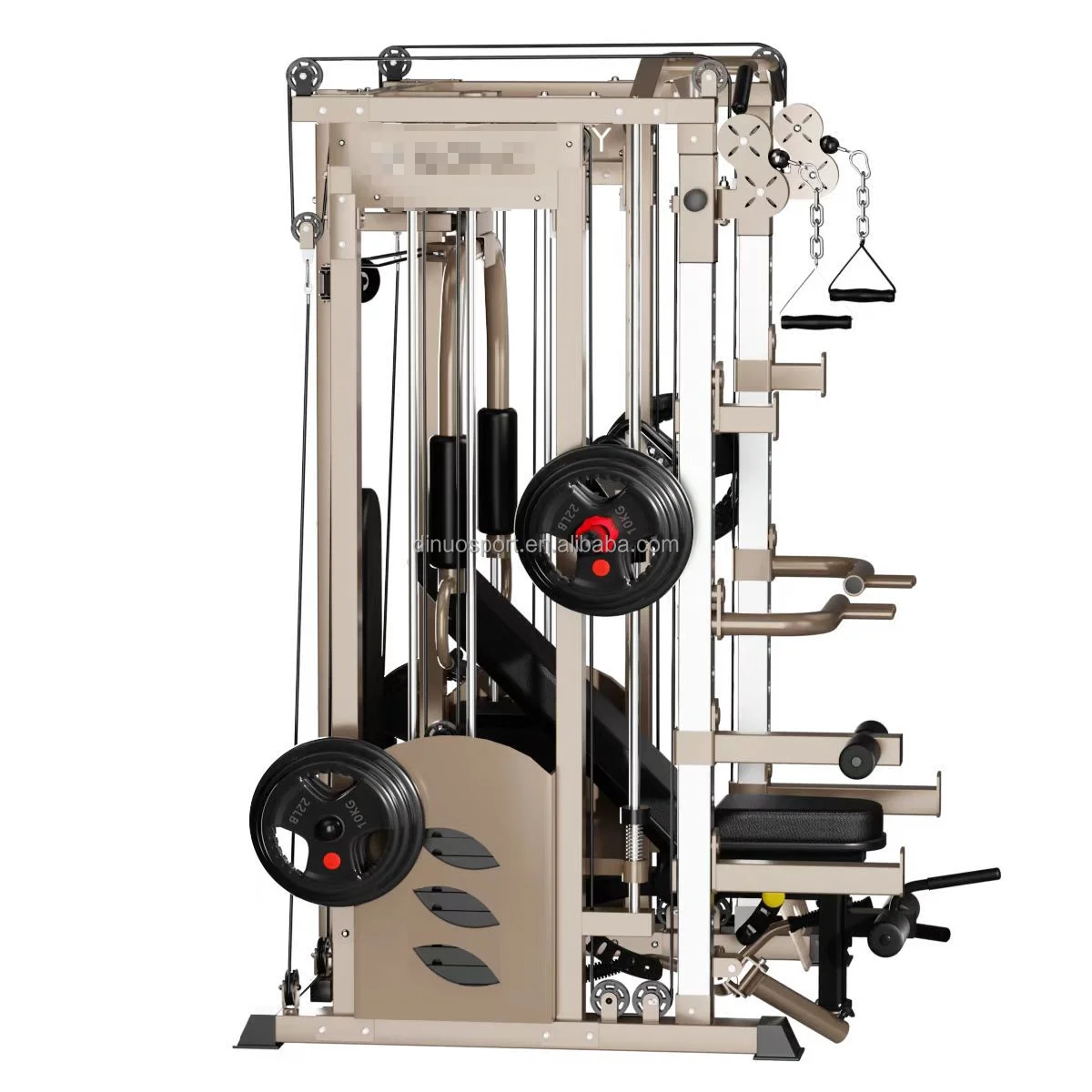 كابل سميث القرفصاء متعدد الوظائف الكل في واحد، محطة جسرية لضغط الصدر مع مكدسات وزن 70 كجم لكل جانب