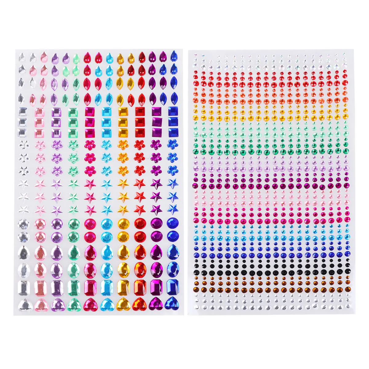 2Sheets Acrylic Diamond Stickers DIY Diamond Decals Crystal Beads Easy Peel Kid Crafts Multi-Purpose Decoration