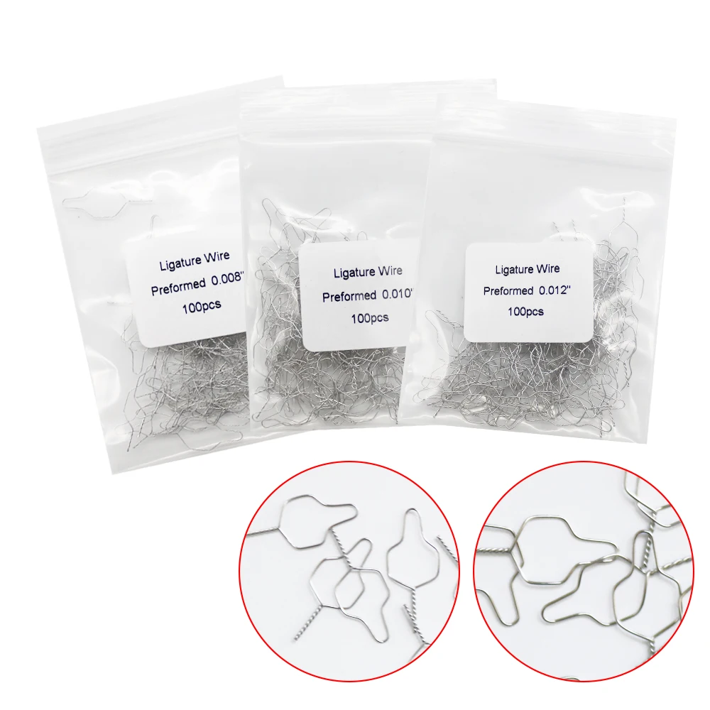HBC Dental 1Pack 100Pcs Orthodontic Stainless Steel  Preformed Ligature Ties