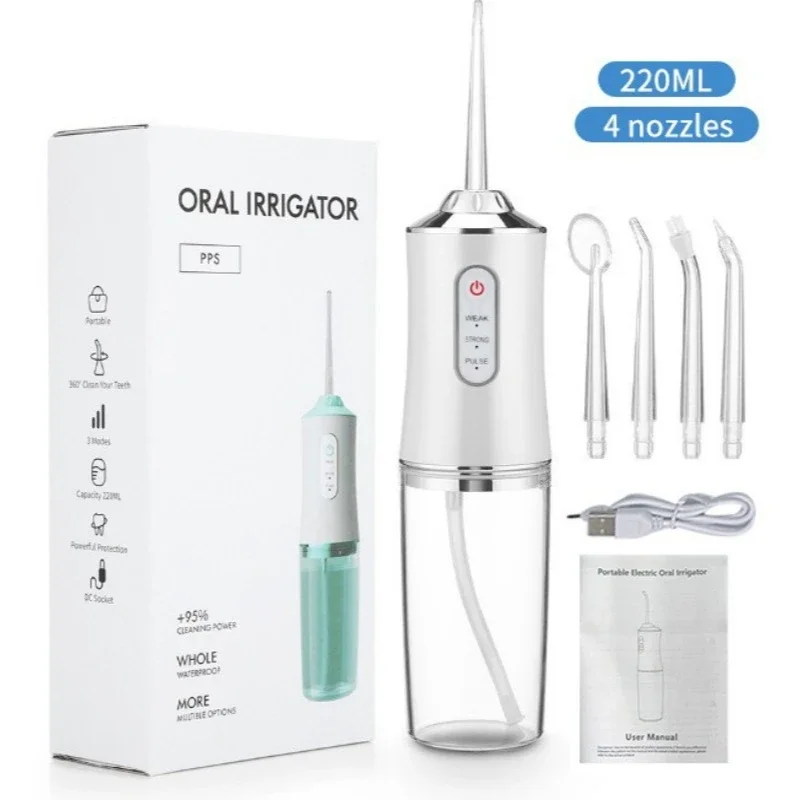 Portable Smart Electric Oral Irrigator Water Flosser 4 Jets 3 Modes Rechargeable Dental Water Jet Irrigator Dental Teeth Cleaner