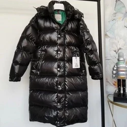 2024 long large size 5XL 105kg high quality cold-proof hooded thickened down jacket coat for men and women original brand