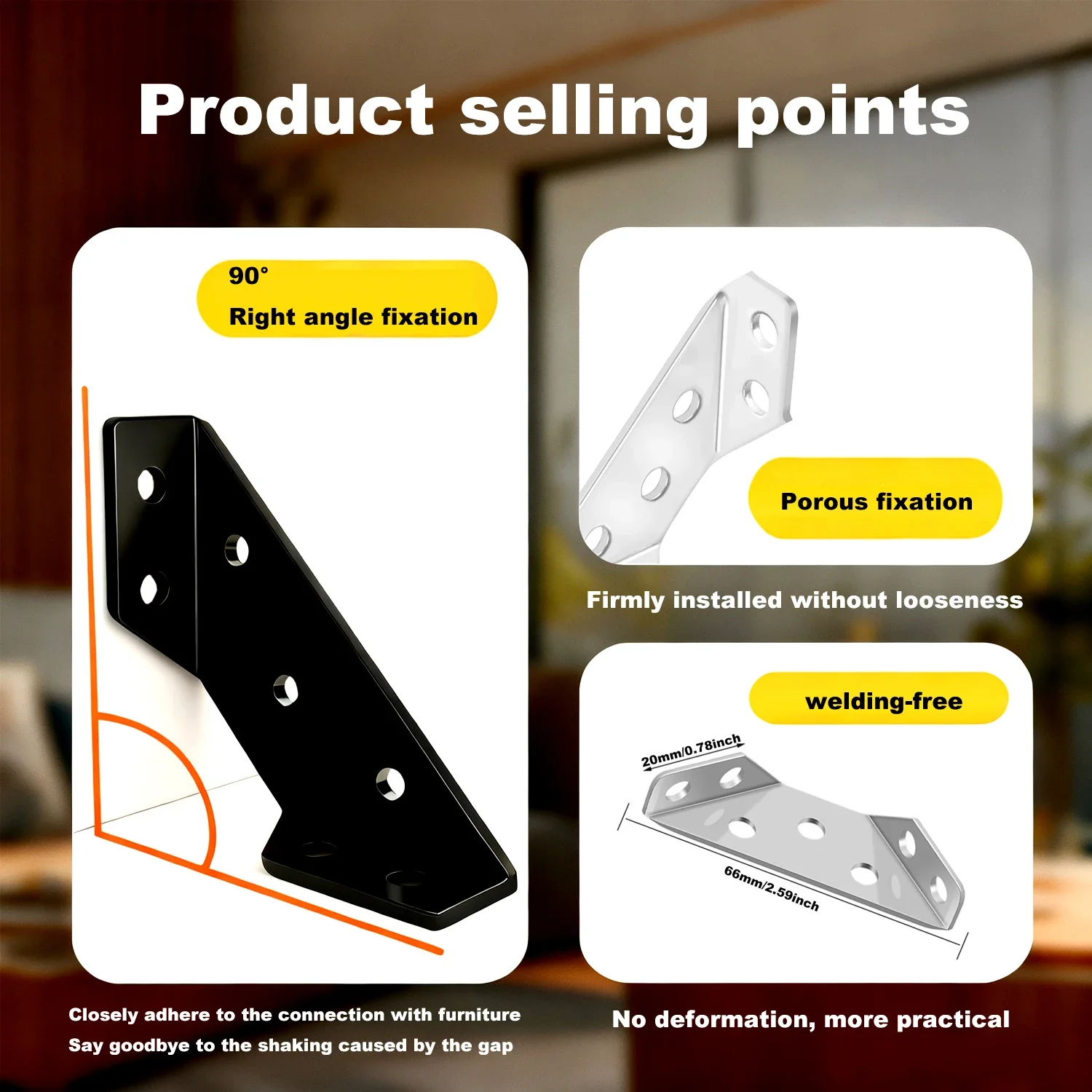 4-20Pcs Thickened Stainlesss Steel Corner Angle Code, 90 Degree Right Angle L-Shaped Fixed Bracket Connector Fastener Hardware