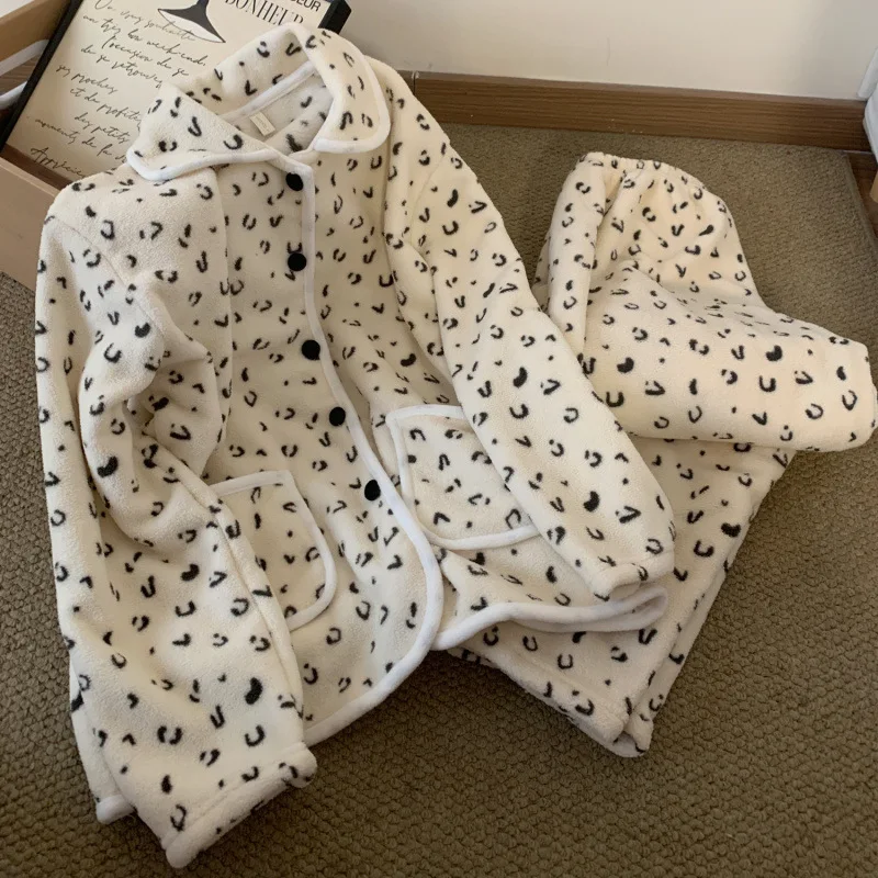 

Женские пижамы из кораллового флиса, домашняя одежда, сохраняющие тепло, утепленный пижамный халат в корейском стиле, женская домашняя одежда для девочек, студентка, осень-зима