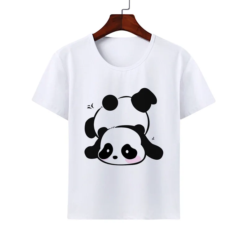 Cartoon Cute Animal Panda T-shirt Modal Casual Family Wear Class Clothes Short Sleeve Round Neck Children's Wear Clothes