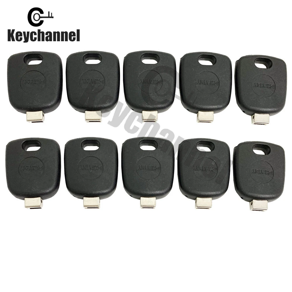 keychannel 10pcs/lot Original KD Transponder Key Car Key Case Spare Chip Key KD VVDI Blade Head With Chip Slot And 10Pins Free