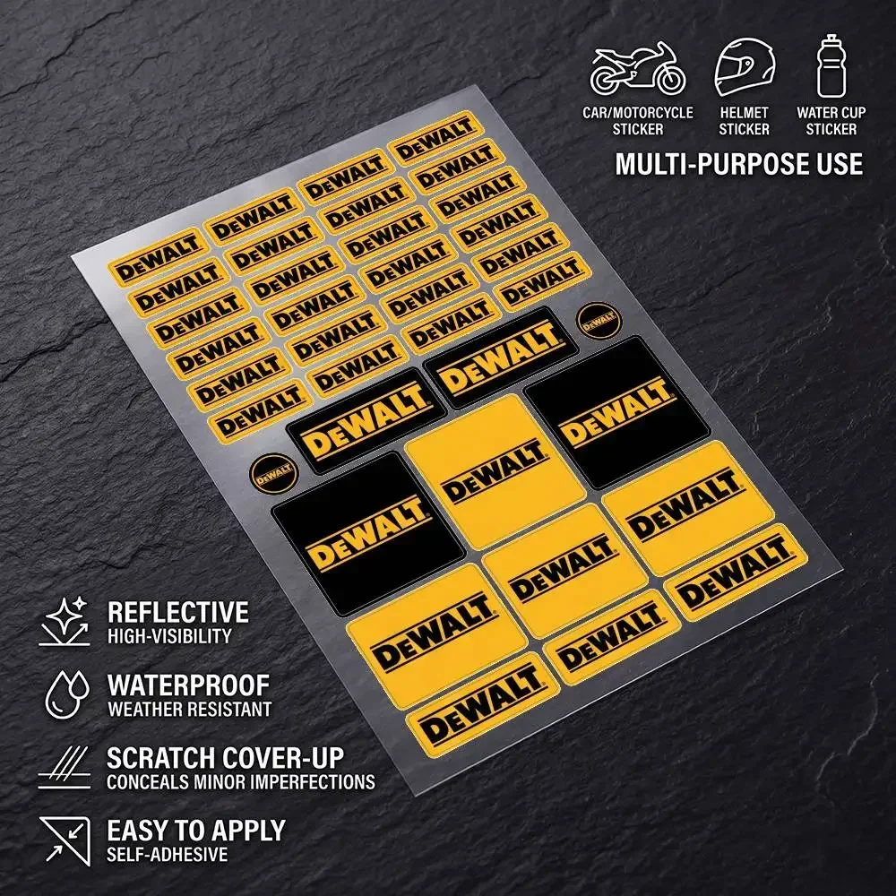 FOR DEWALT TOLL Universal Multi-Purpose Reflective Waterproof Stickers Scratch Conceal For Auto Bike Helmet Mug Fridge