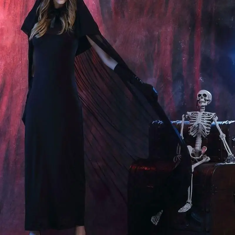 Damska szata z kapturem, długa sukienka, rękawiczki, zestaw czarownic dla kostiumów Cosplay wampirów